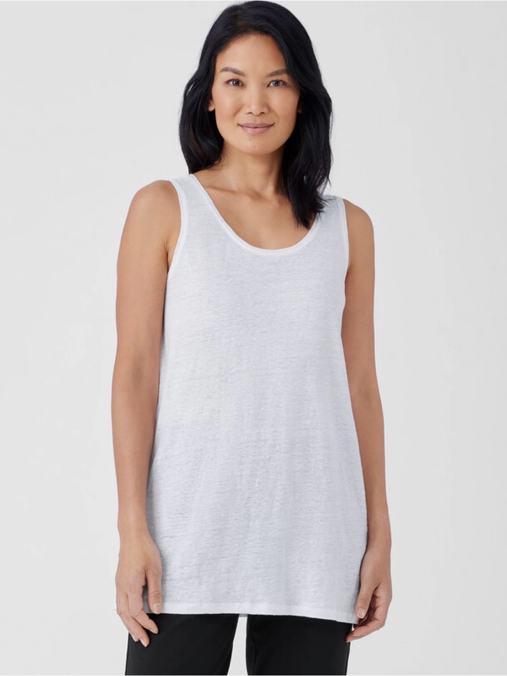 Eileen Fisher White Sleeveless Linen Tank Top Size XL